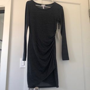 Slate dress with side ruching